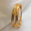 Chevron Pattern Gold Bangles