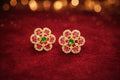 Navratna Floral Gold Stud Earrings