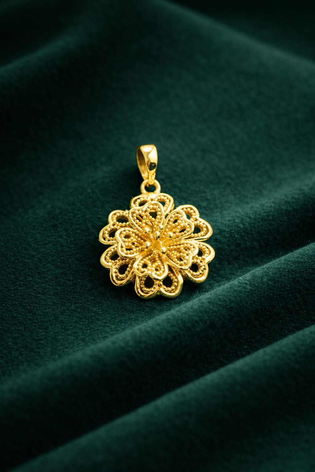 Floral Filigree Gold Pendant