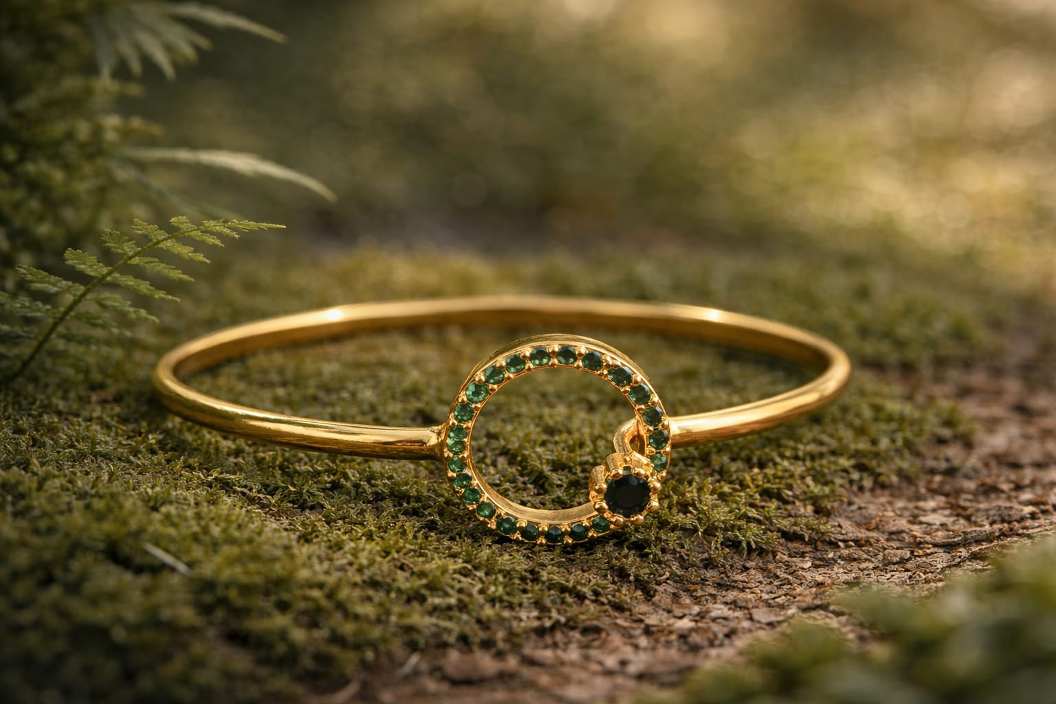 Emerald Circle Designer Gold Bangle