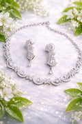 Classic Silver Floral CZ Necklace