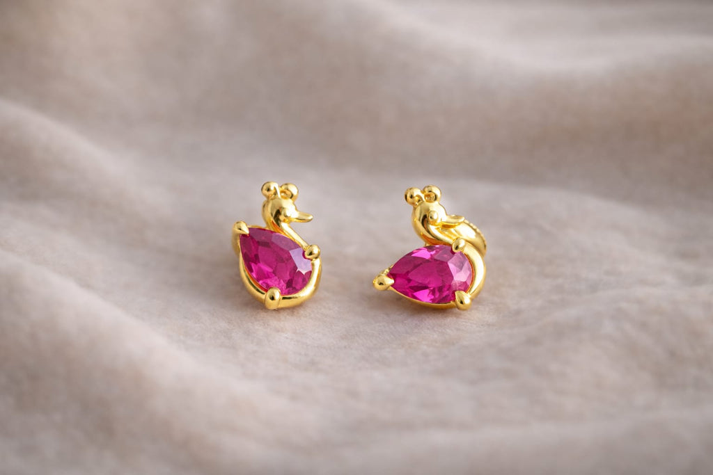 Peacock Crystal Gold Stud Earrings