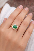 Emerald Green Halo Gold Ring
