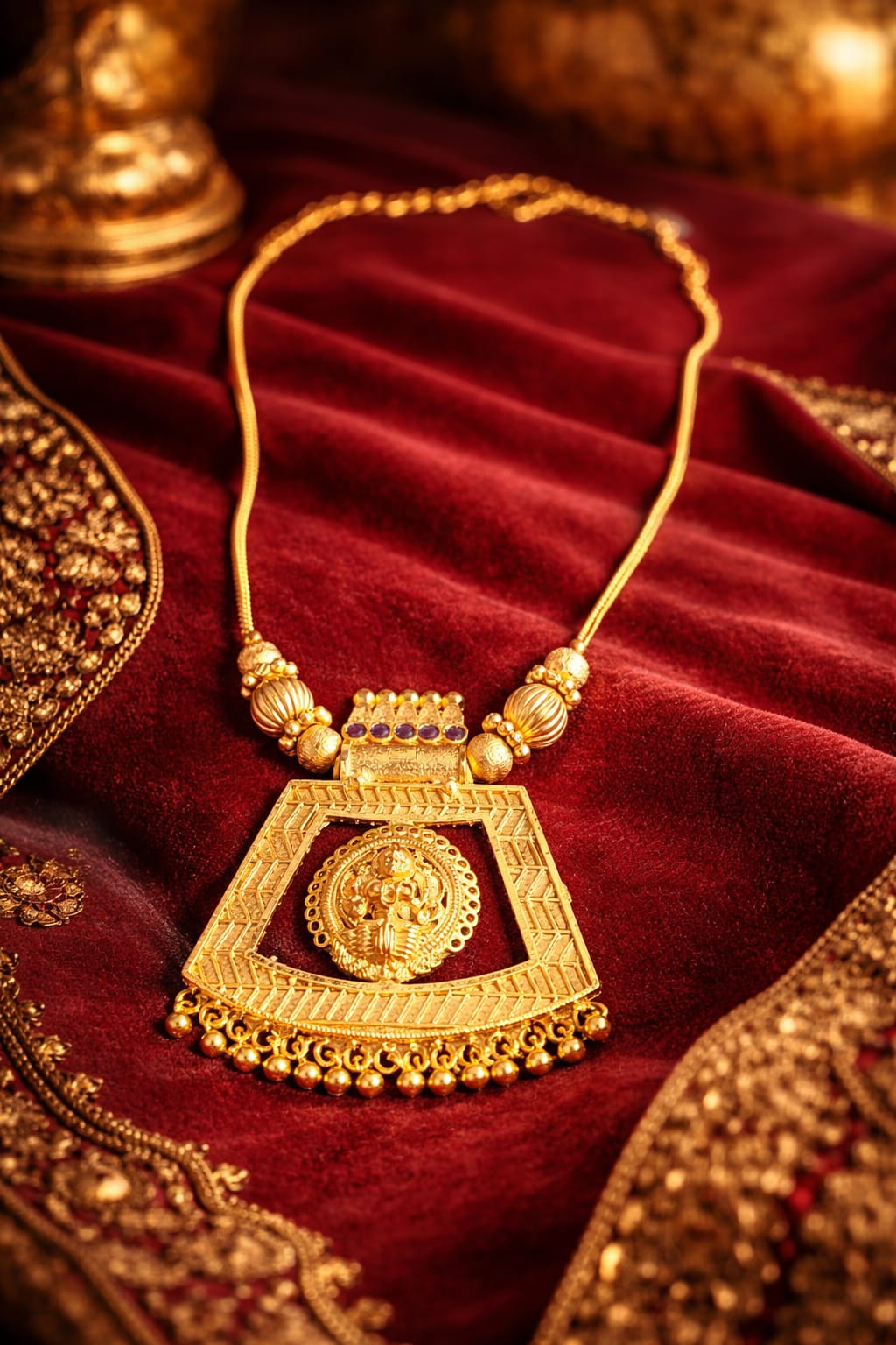 Geometric Temple Gold Necklace