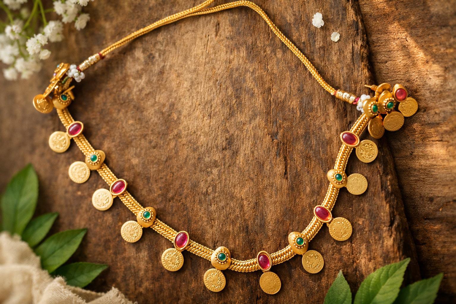 Antique Coin Ruby Green Necklace