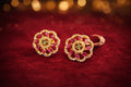 Floral Ruby & Emerald Stud Earrings