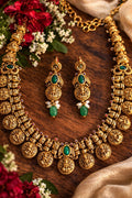 Heritage Temple Goddess Gold Necklace Set
