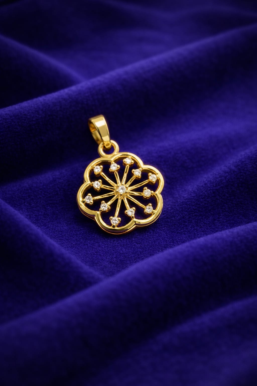 Floral Crystal Gold Pendant