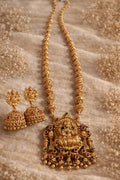 Ruby Floral Delicate Gold Necklace Set