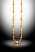 Minimal Coral Beaded Gold Chain Necklace – Elegant Everyday Wear