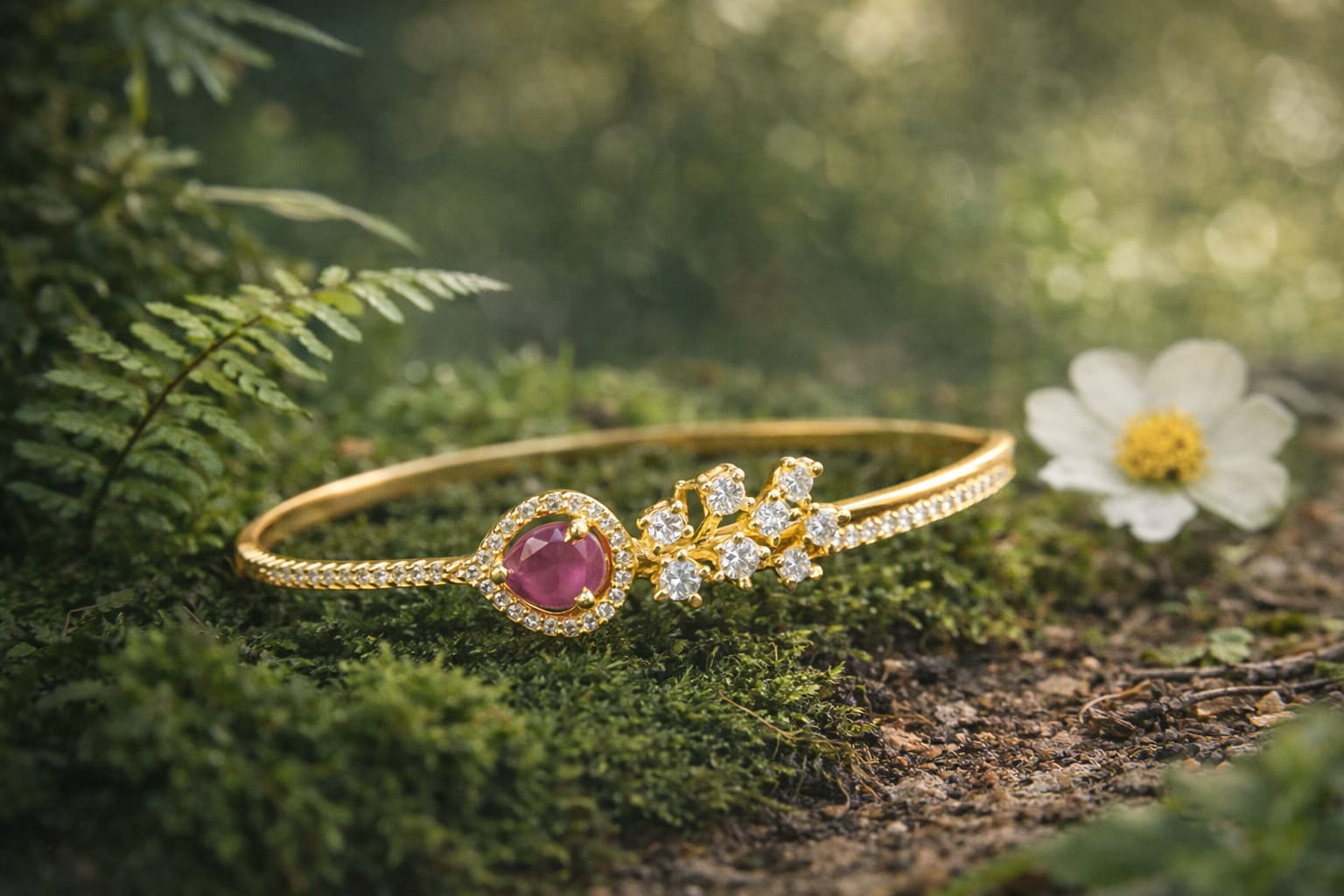 Sapphire Floral Diamond Bangle