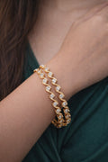 Crystal Wave Elegance Gold Bangle