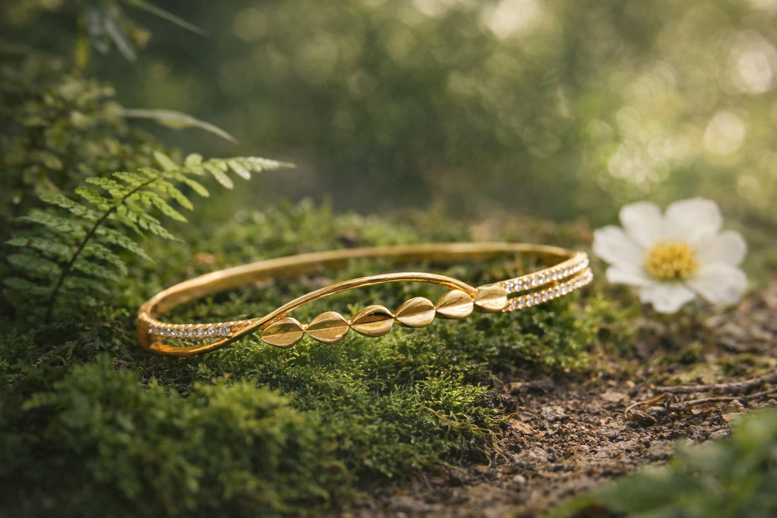 Leaf Elegance Gold Bangle