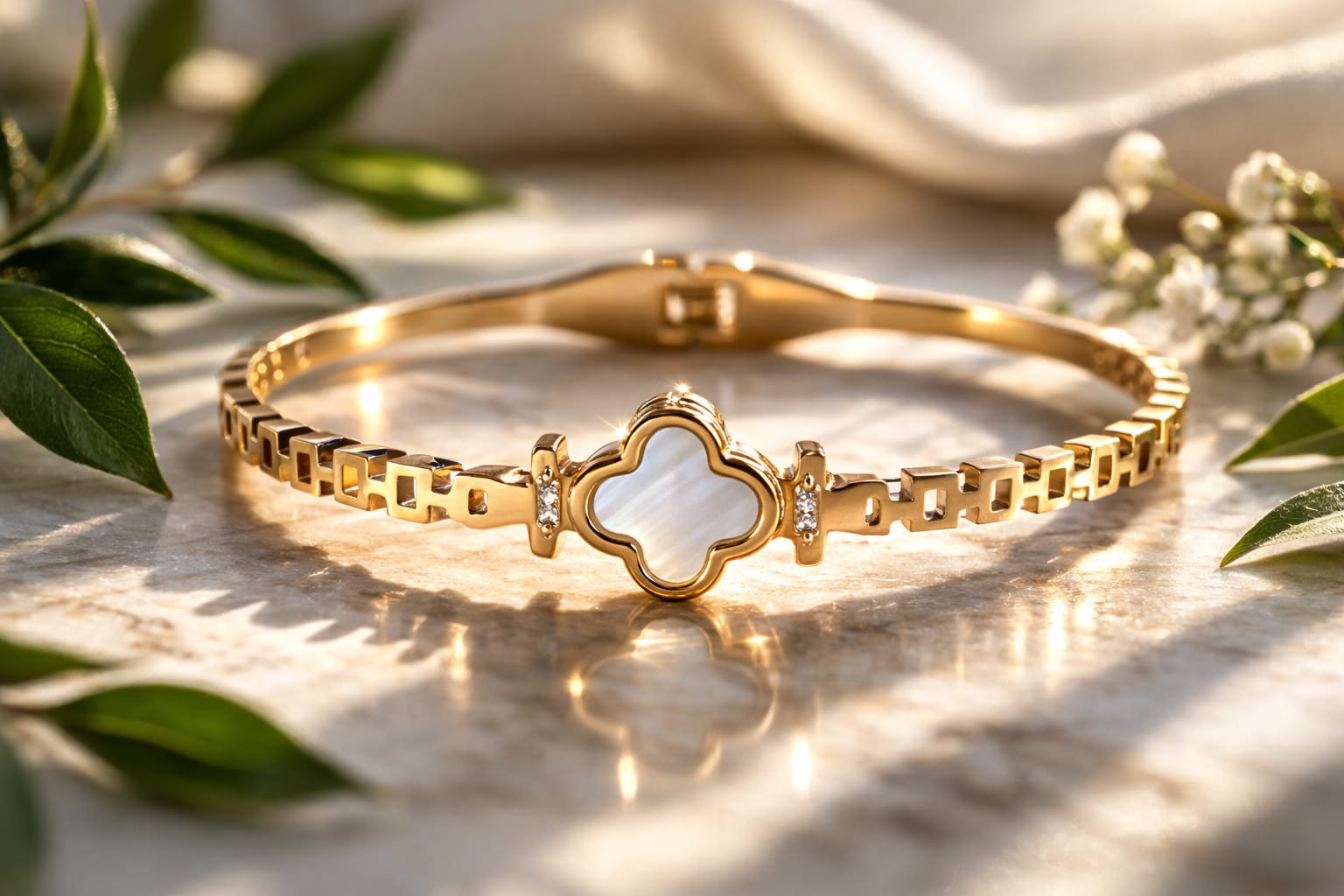 Mother-of-Pearl Clover Kada