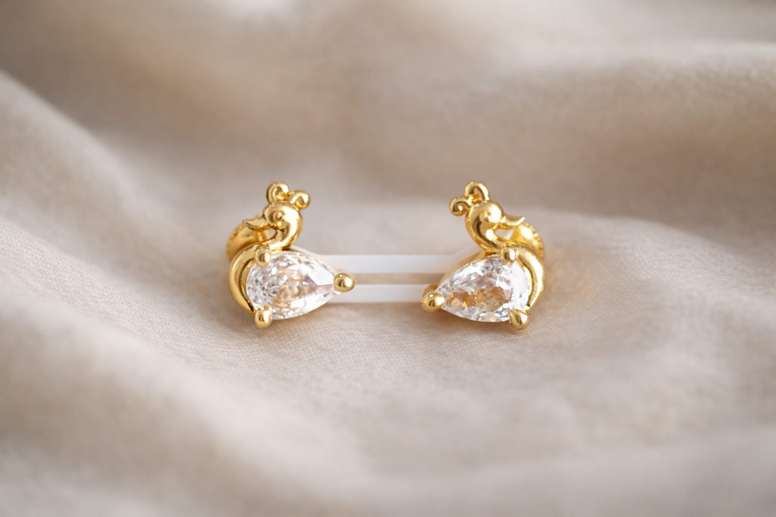 Peacock Crystal Gold Stud Earrings