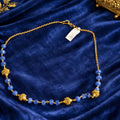Blue Bead Minimal Gold Necklace