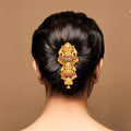 Traditional Temple Jewellery features an intricate tiered design showcasing the auspicious Goddess Lakshmi