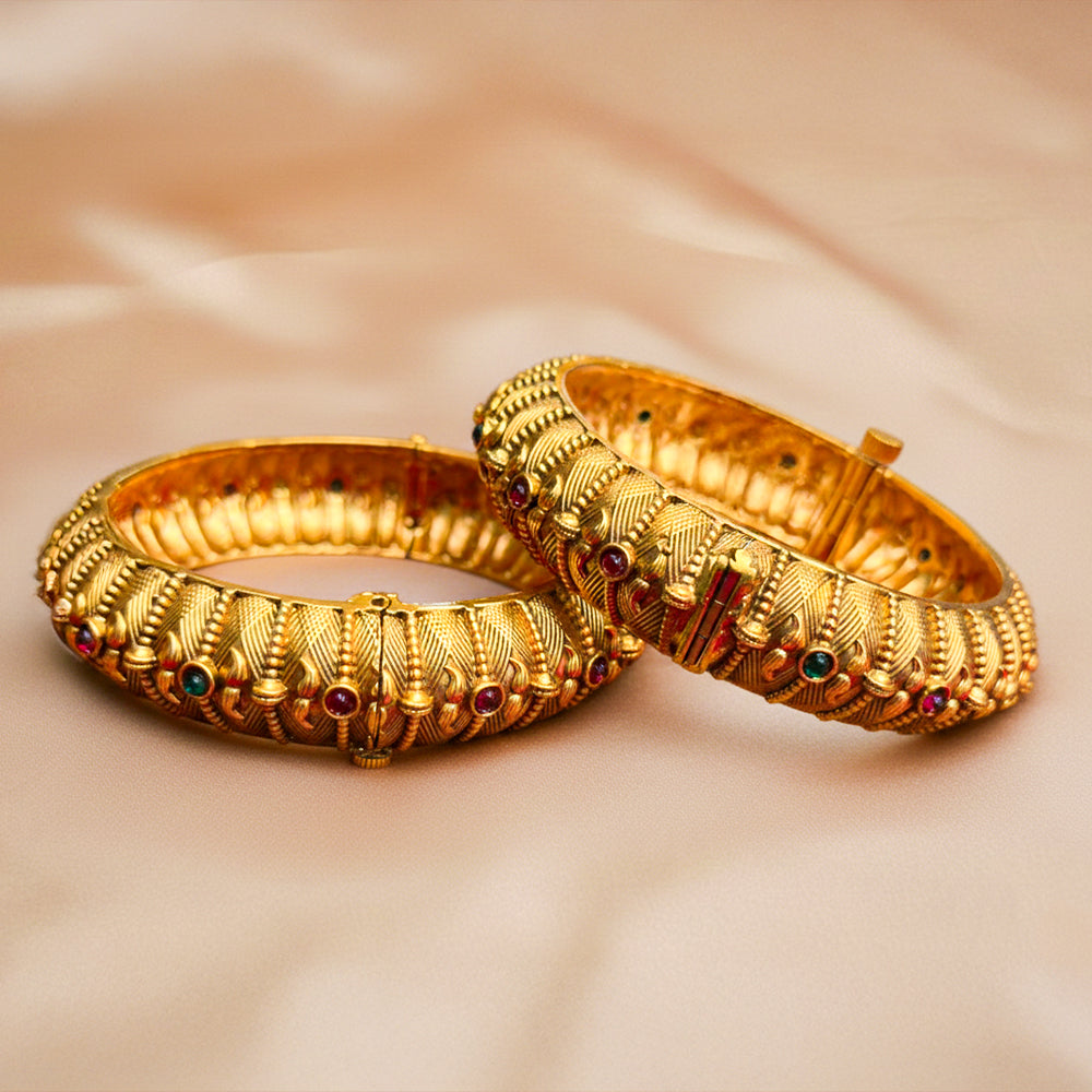 Traditional Indian Antique Gold-finish Kadas