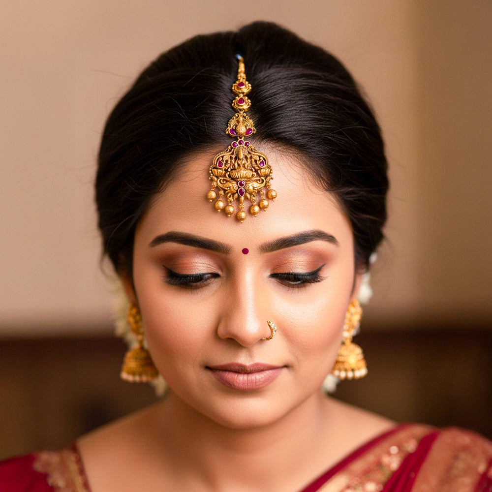 Traditional gold temple maangteeka