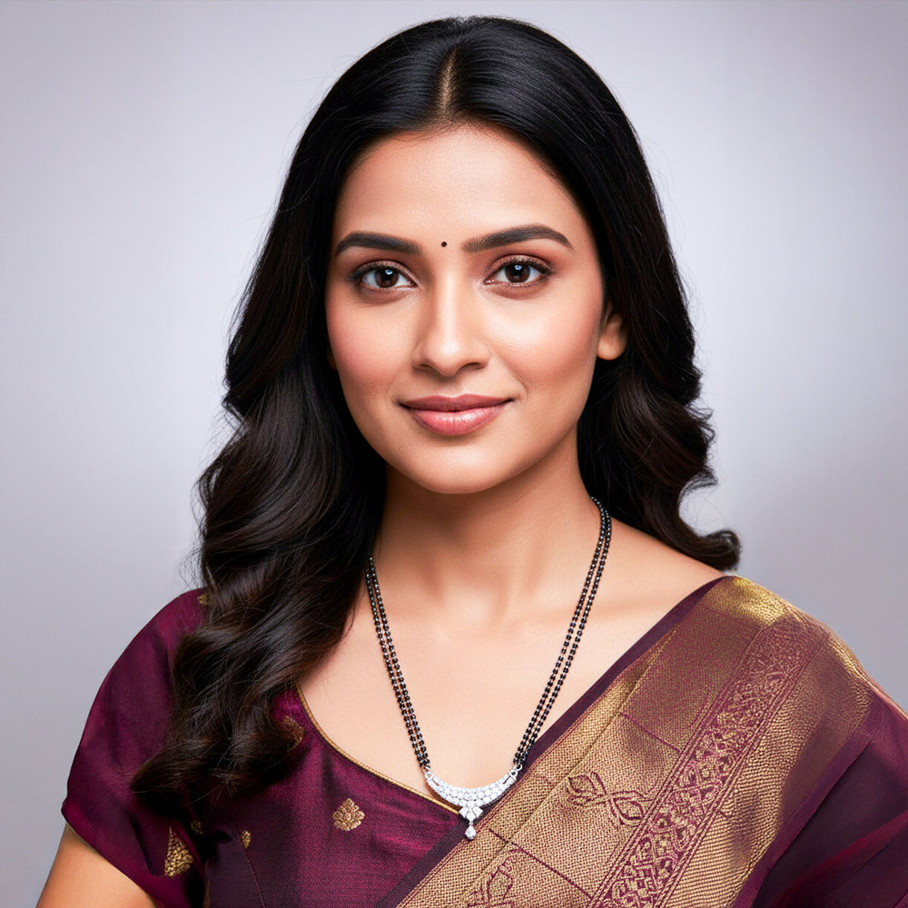 Modern Mangalsutra with Silver-Tone Pendant