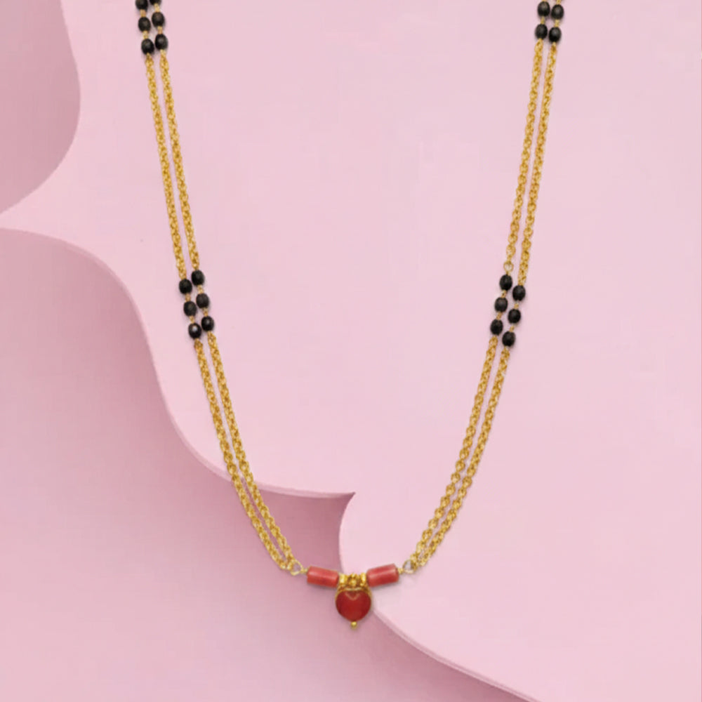 Gold Chain Mangalsutra with Black Bead Accents