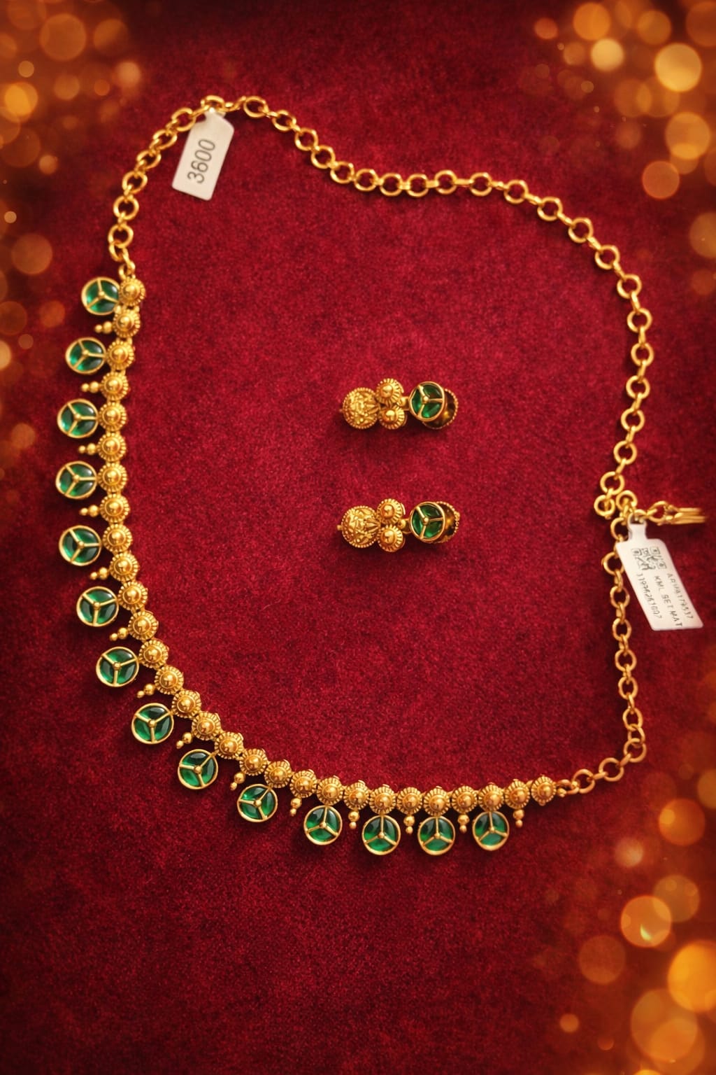 Antique Coin Style Green Necklace Set
