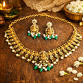 Lakshmi Pearl Emerald Temple Necklace Set