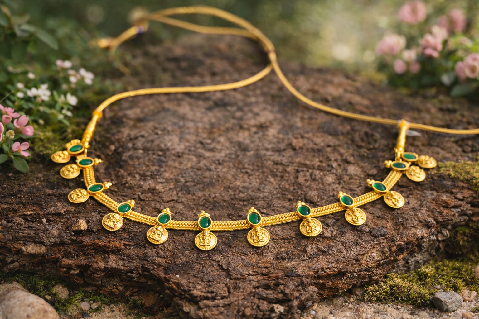 Green Coin Heritage Temple Necklace