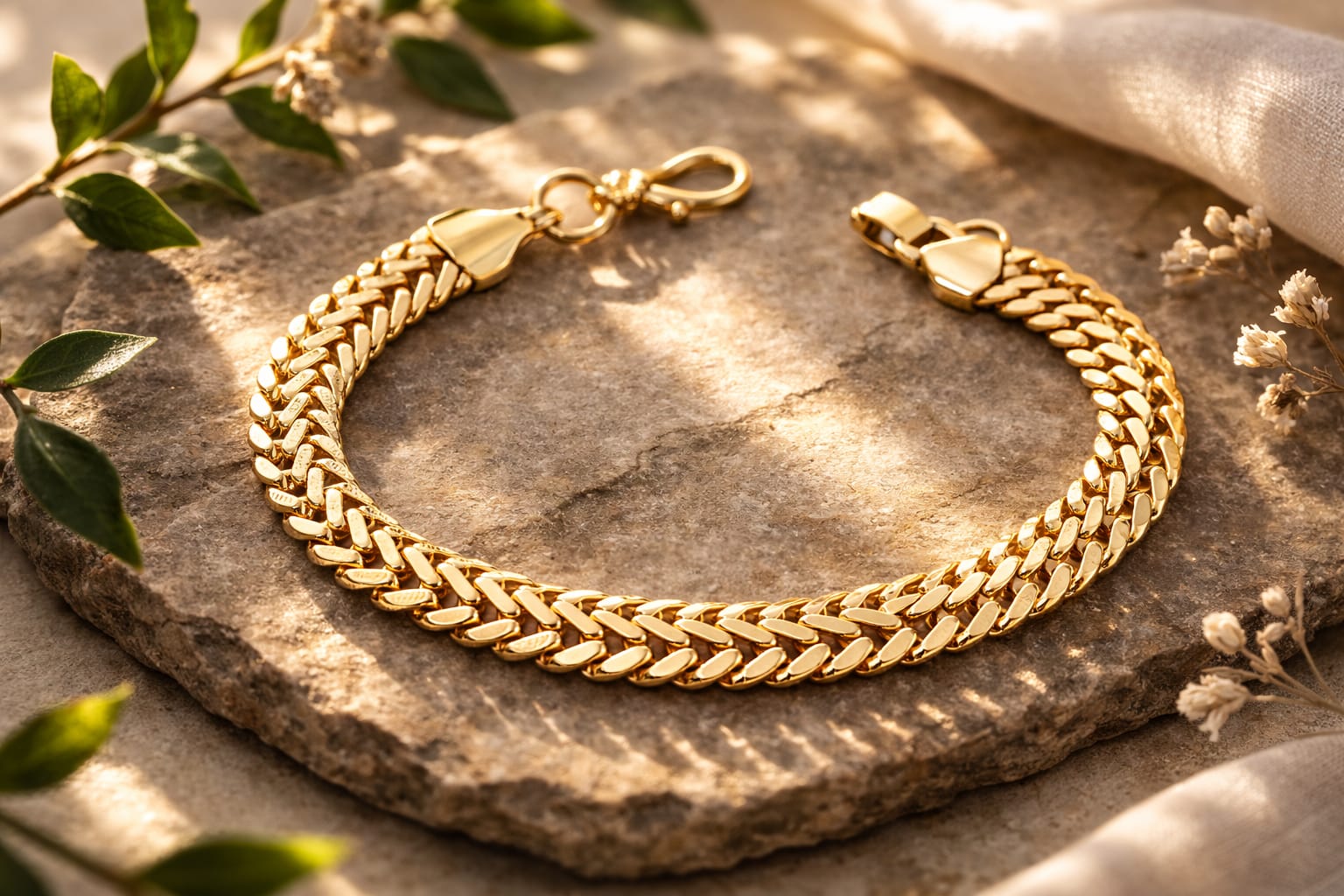 Premium Flat Link Gold Bracelet