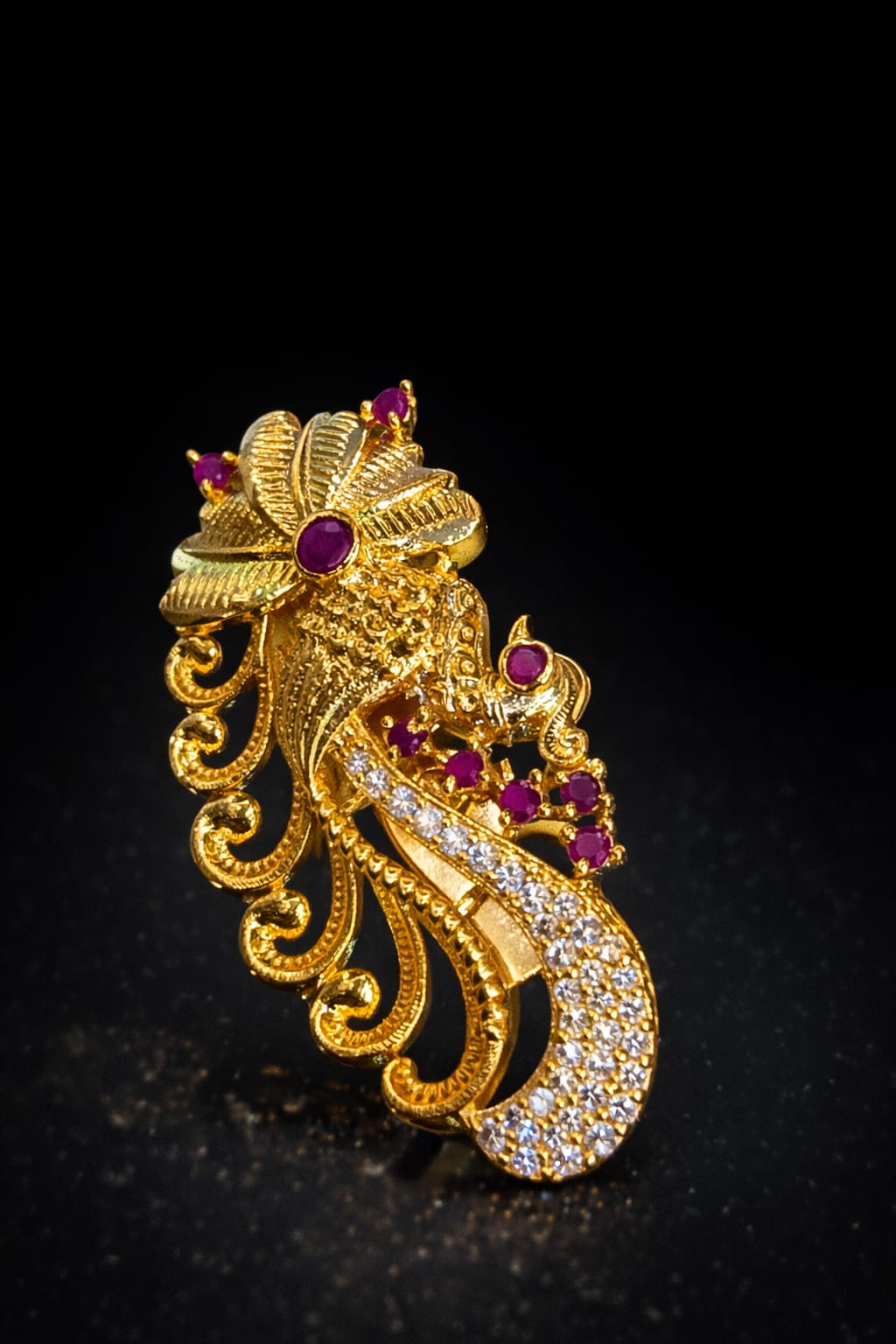 Royal Peacock Gold Brooch
