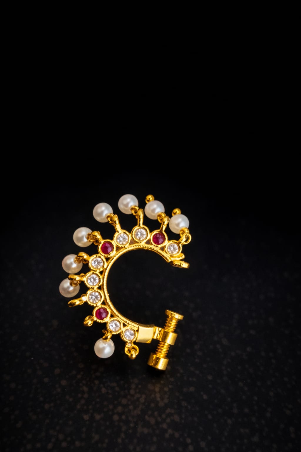 Ratnanjali Pearl Ruby Nose Pin