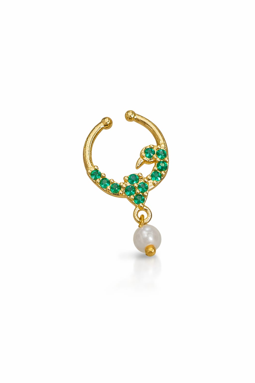Mayura Emerald Pearl Nose Ring