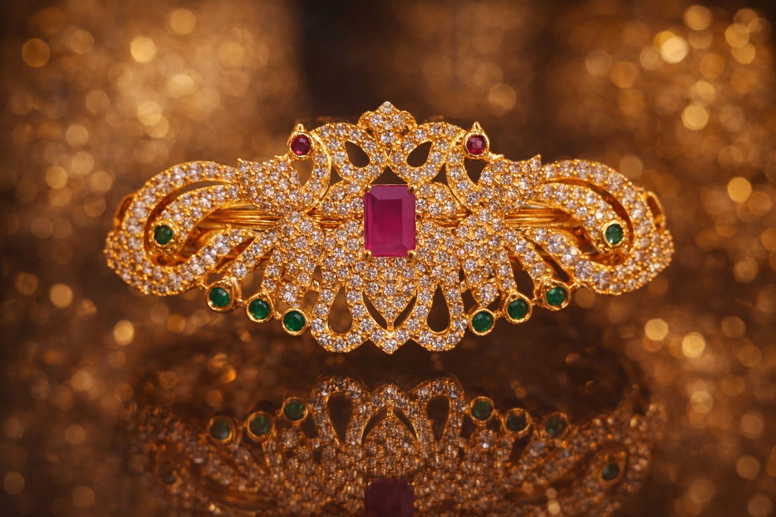 Royal Ruby Peacock Hair Brooch