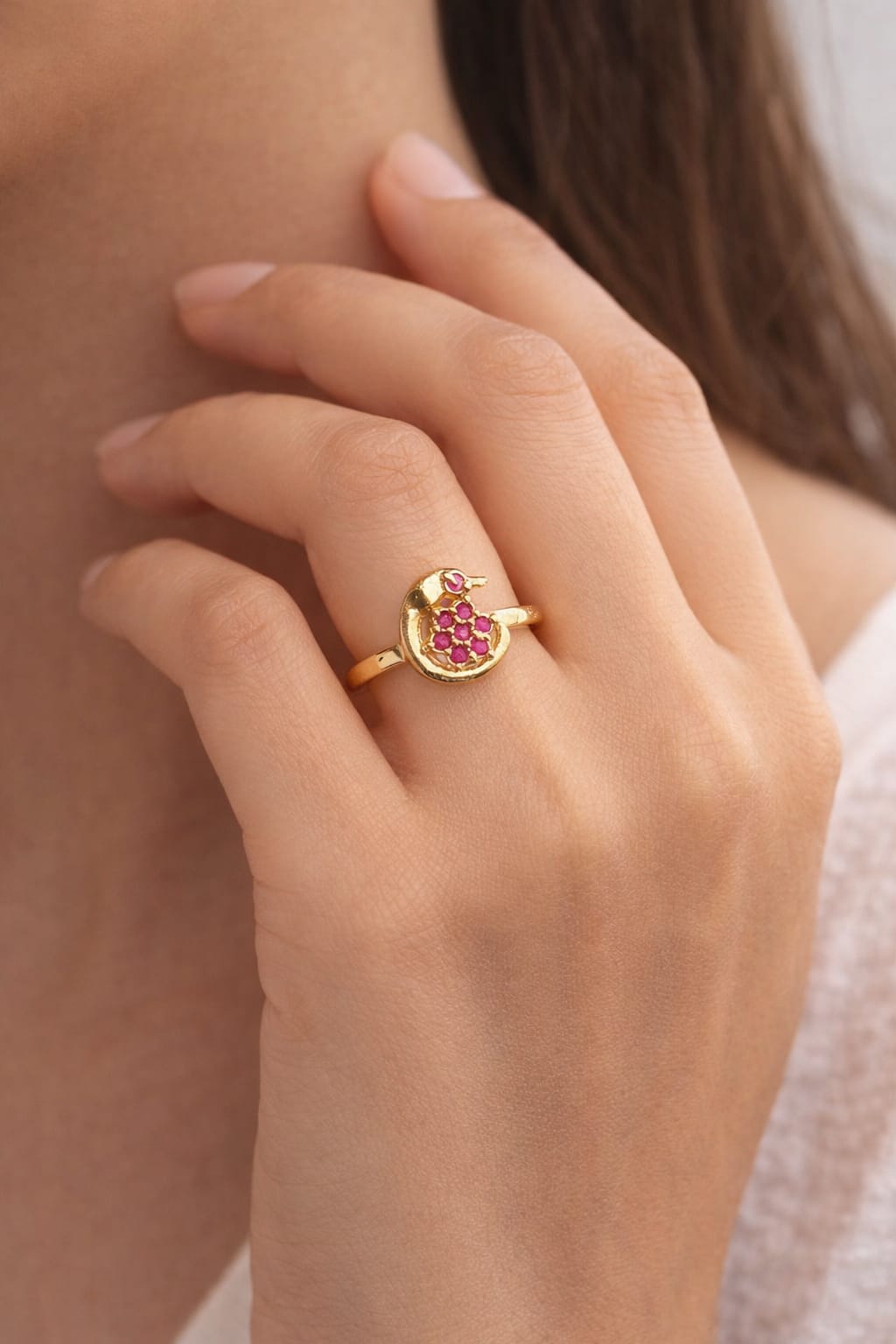 Antique Ruby Peacock Gold Ring