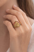 Antique Lakshmi Temple Kundan Gold Ring