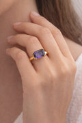 Royal Violet Solitaire Gold Ring