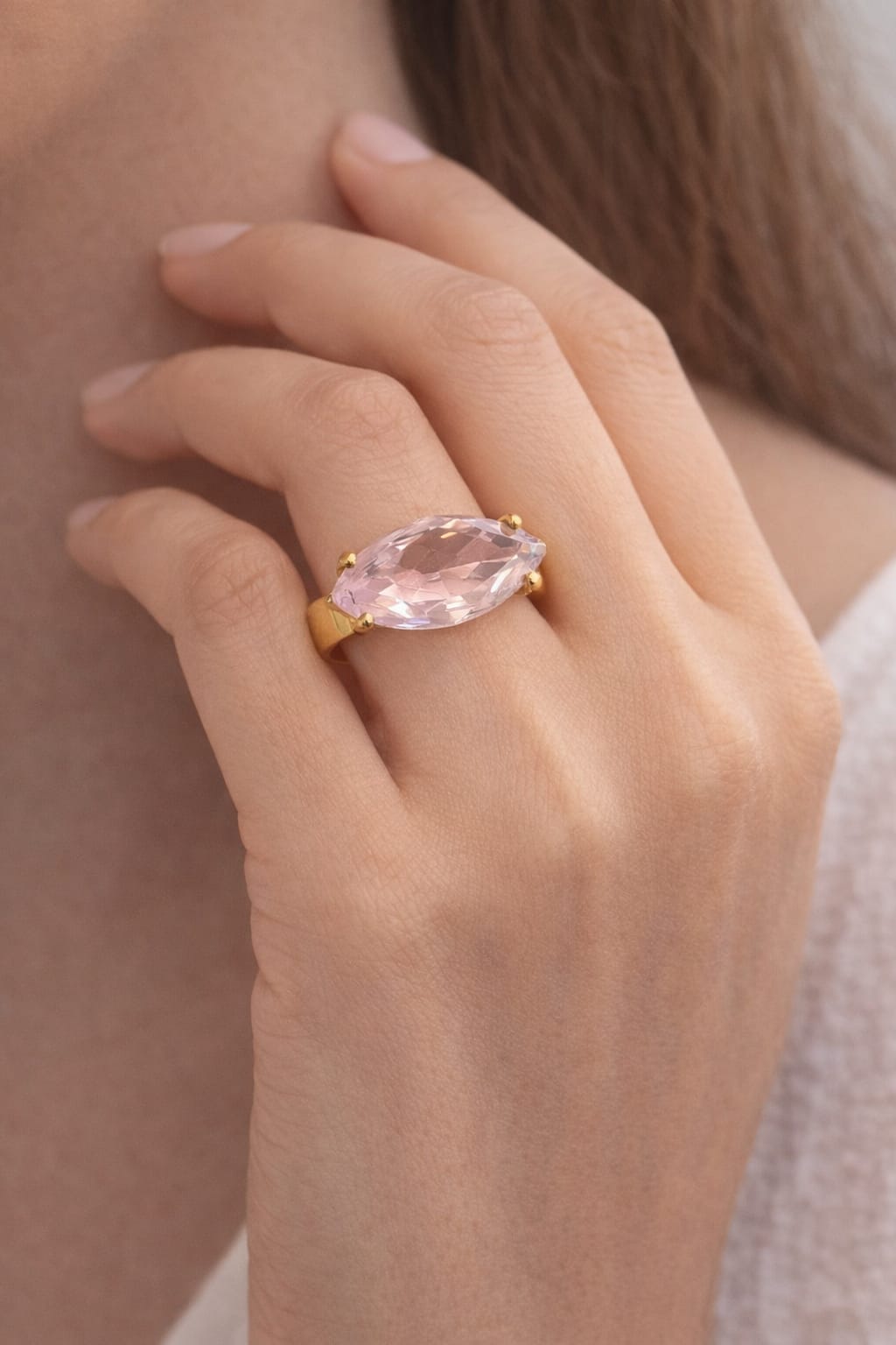 Blush Marquis Elegance Gold Ring