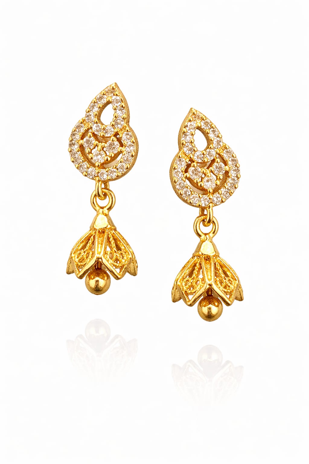 Golden Leaf Jhumka Drop Earrings