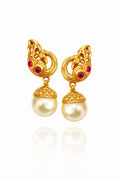 Temple Pearl Drop Antique Earrings