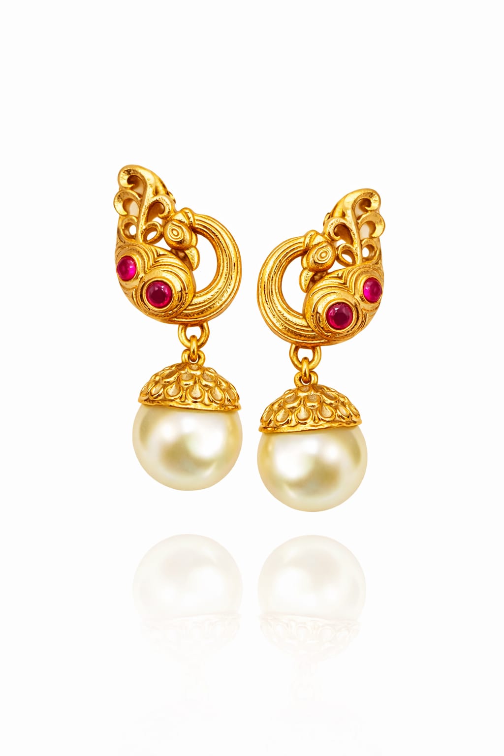 Temple Pearl Drop Antique Earrings
