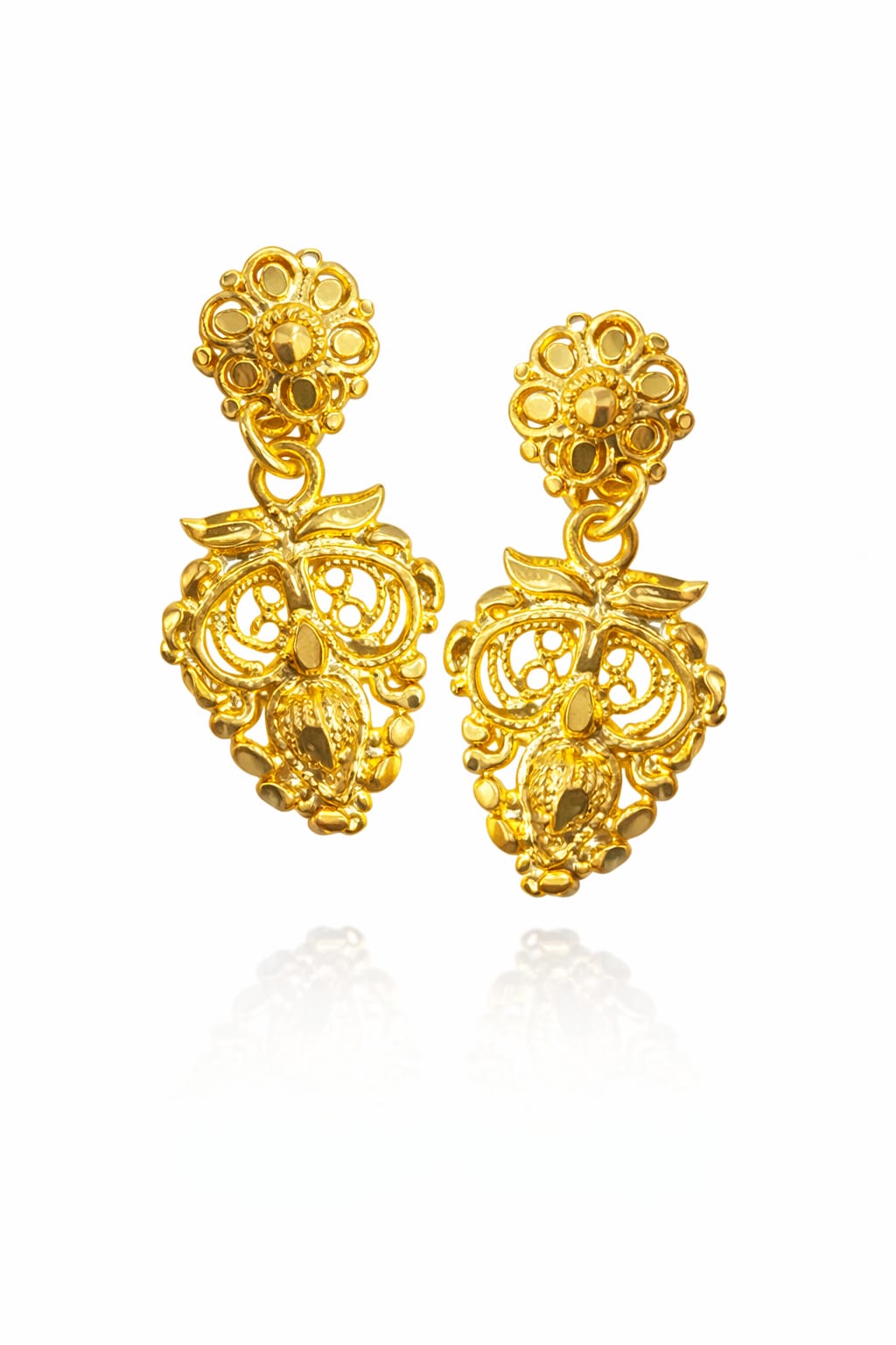 Golden Floral Antique Drop Earrings
