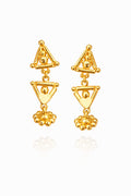 Geometric Heart Charm Gold Drop Earrings