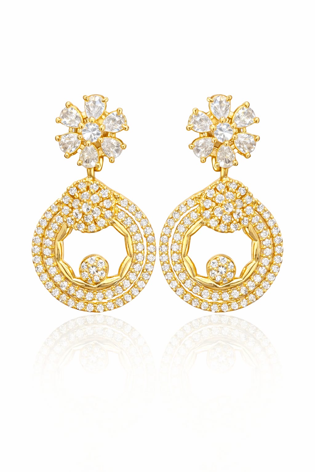 Floral Halo Sparkle Drop Earrings