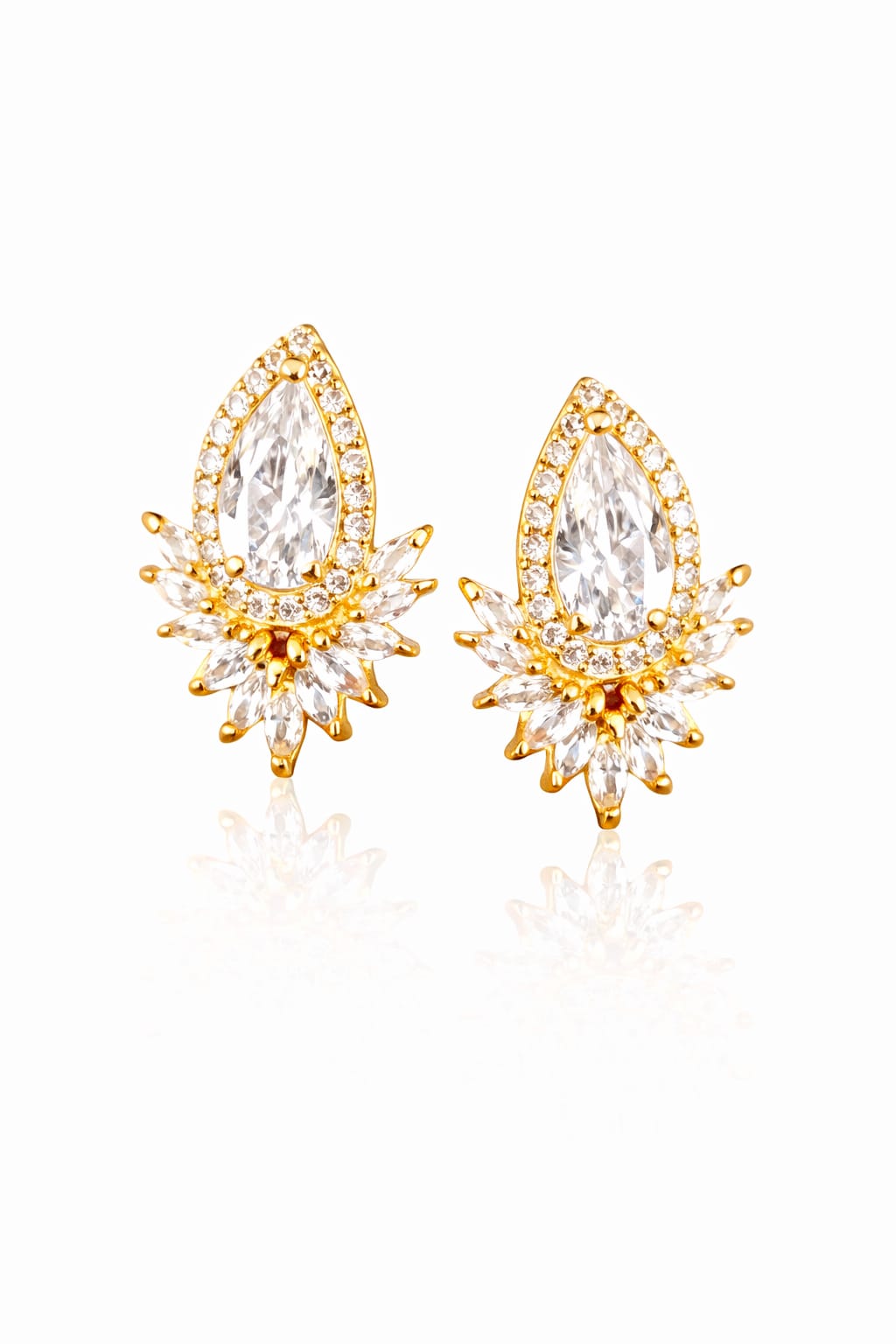 Crystal Bloom Teardrop Stud Earrings