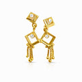 Golden Geometric Tassel Drop Earrings