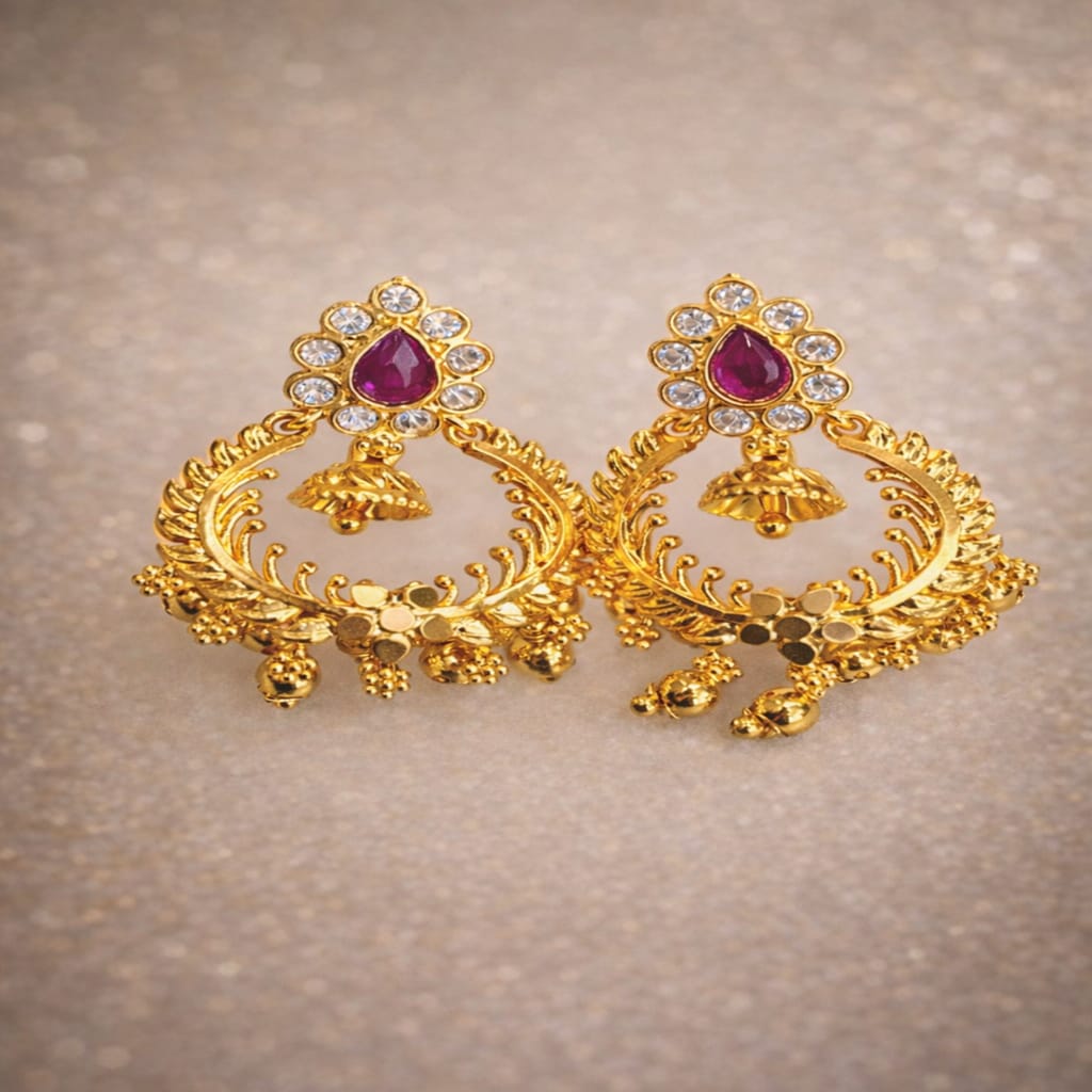 Ruby Bloom Chandbali Jhumka Earrings