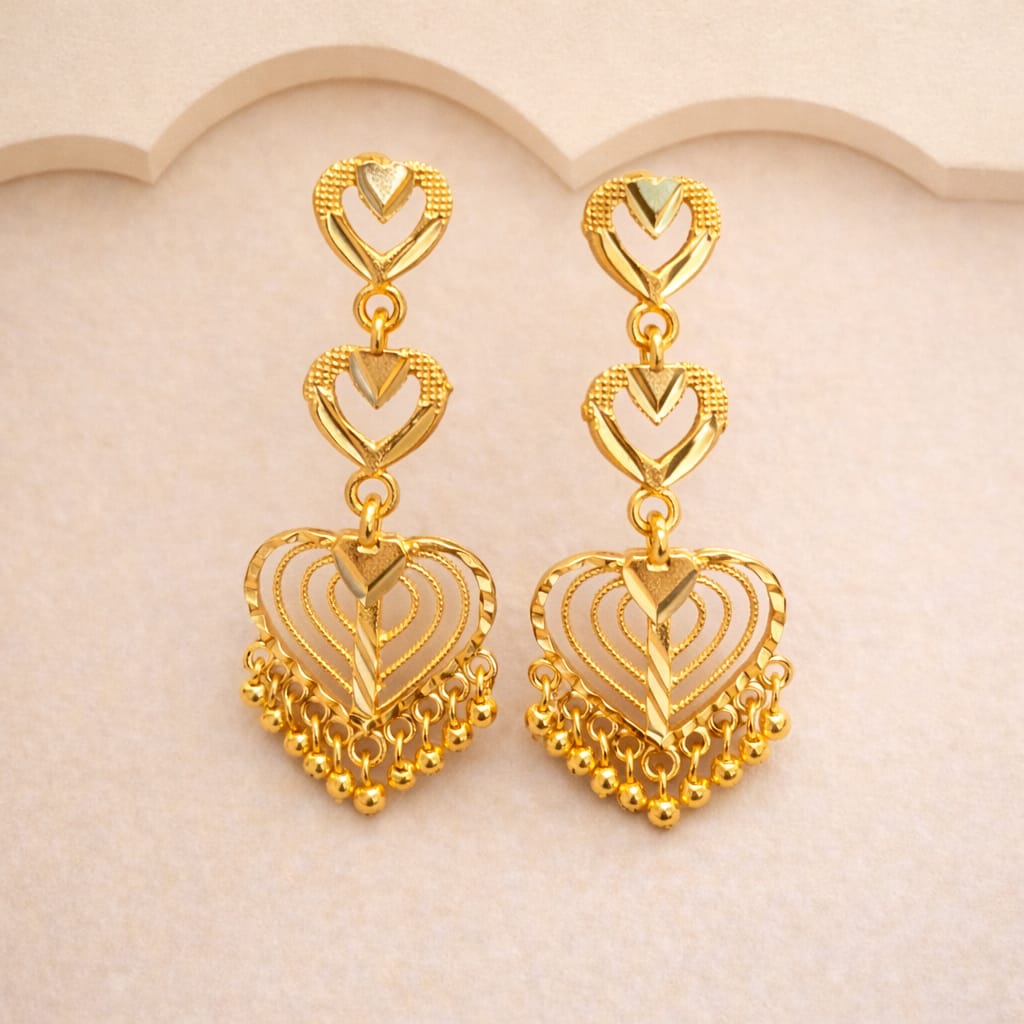 Golden Heart Drop Earring