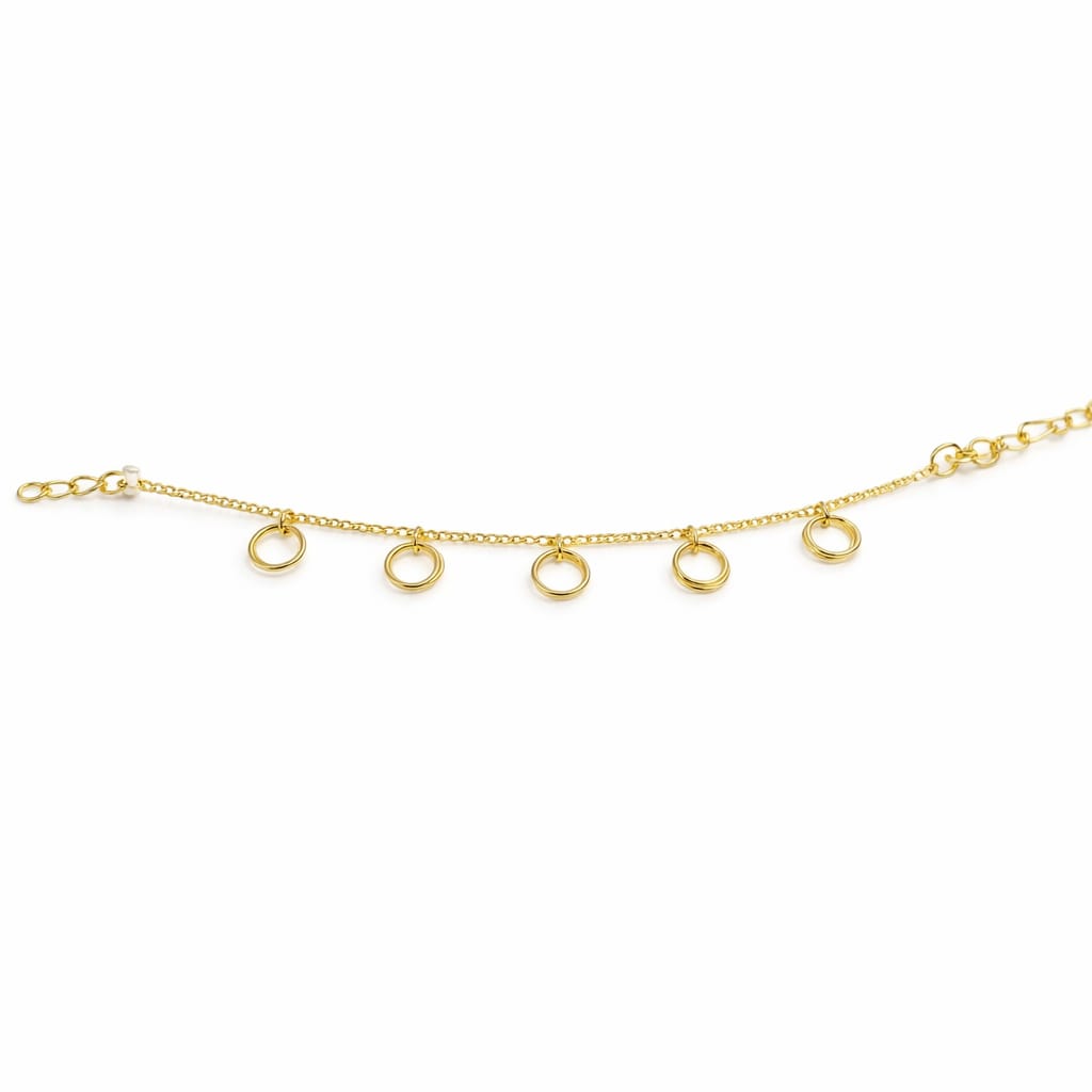 Hanging Circle Charm Gold Bracelet
