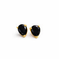Black Teardrop Gold Stud Earrings