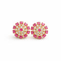 Ruby Cluster Sparkle Gold Earrings